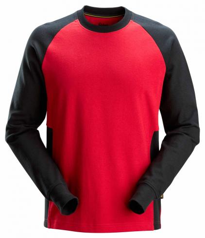 Tričko SNICKERS dvojbarevné s dlouhým rukávem červeno-černé
