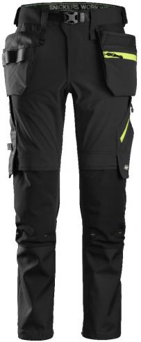Kalhoty SNICKERS FlexiWork+ Stretch s PK softshellové černé