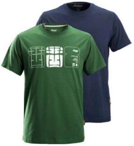 Tričko SNICKERS s potiskem 2-balení s krátkým rukávem zelené a modré
